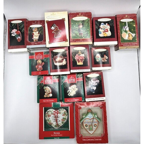 Vintage Hallmark Keepsake Christmas Ornaments Mixed Lot Of 15 Family Mom Dad Son - Picture 2 of 15